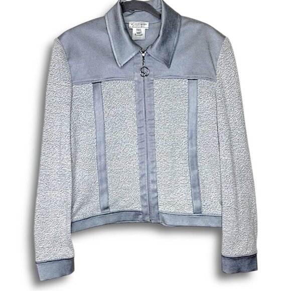 St. John Sport by Marie Gray Heathered Mixed Media Knit Jacket SIze Large - Picture 1 of 15